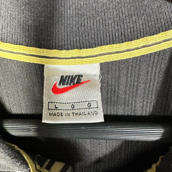 Nike Polo Shirt Mens Large Gray Ribbed Sweater Knit Short Sleeve Buttons Logo - Picture 5 of 11